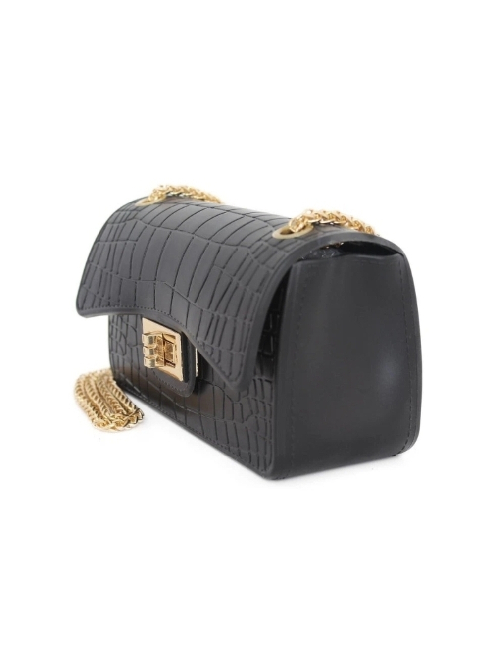 🌺 Most Wanted Textured Jelly Crossbody Chain Bag in Black - Picture 2 of 7